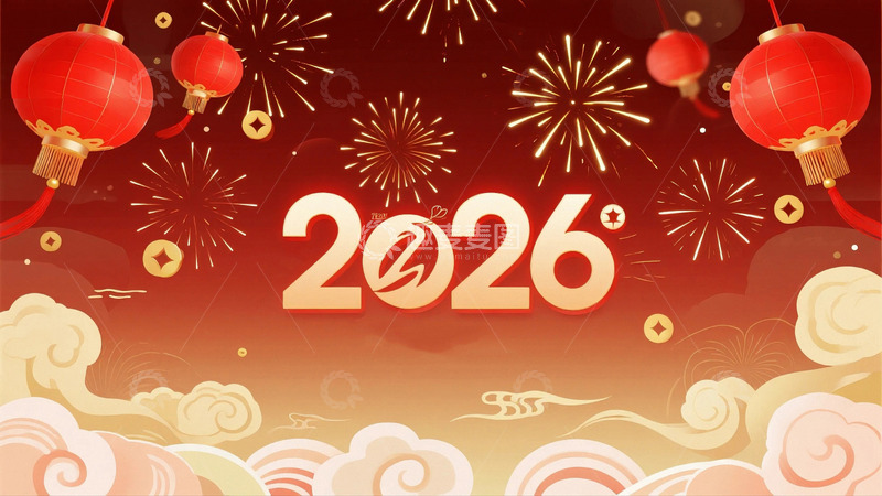 高清大图下载【趣麦麦图】2026新年元旦节日背景9