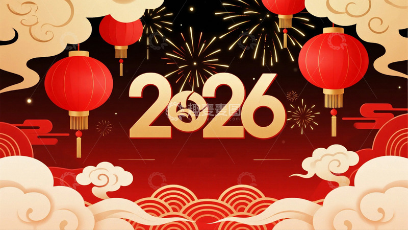 高清大图下载【趣麦麦图】2026新年元旦节日背景7