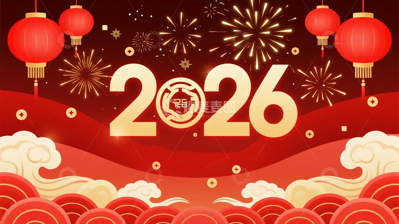 高清大图下载【趣麦麦图】2026新年元旦节日背景4