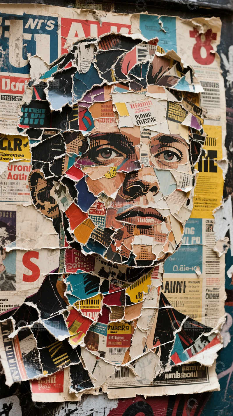 高清大图下载【趣麦麦图】拼贴艺术人像海报