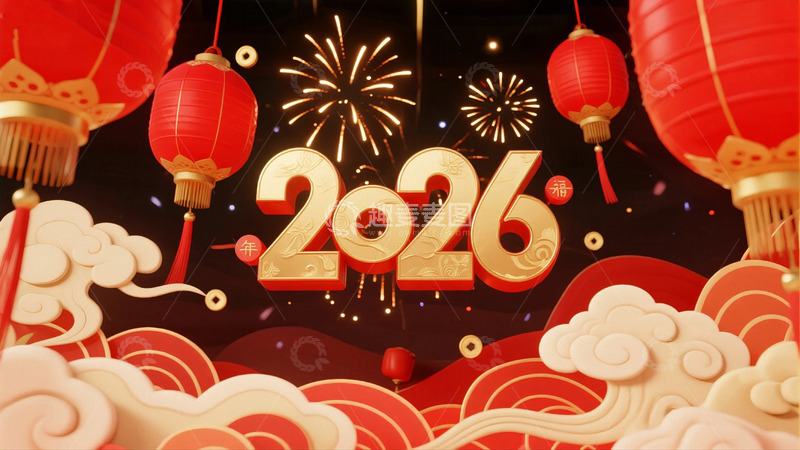 高清大图下载【趣麦麦图】2026新年元旦节日背景6