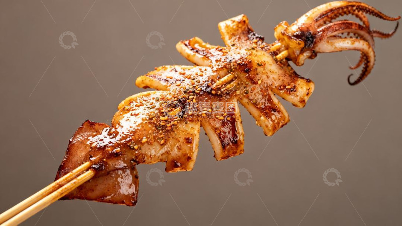 高清大图下载【趣麦麦图】烧烤系列之大鱿鱼