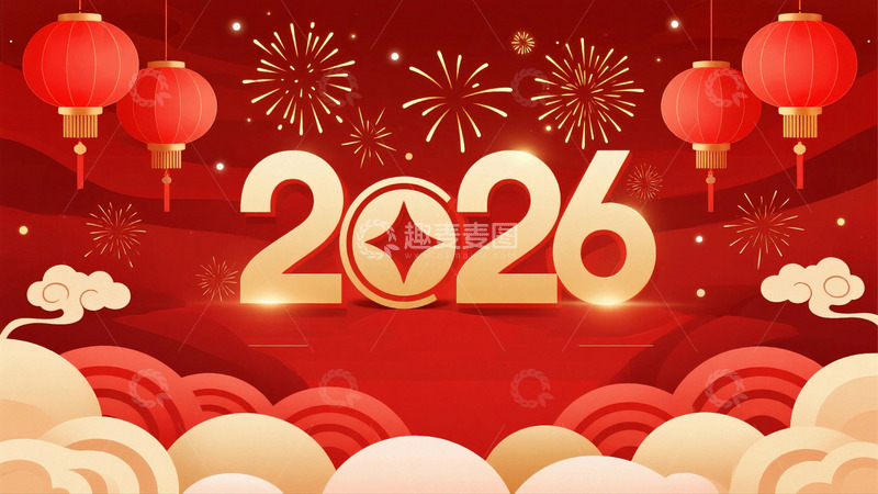 高清大图下载【趣麦麦图】2026新年元旦节日背景15