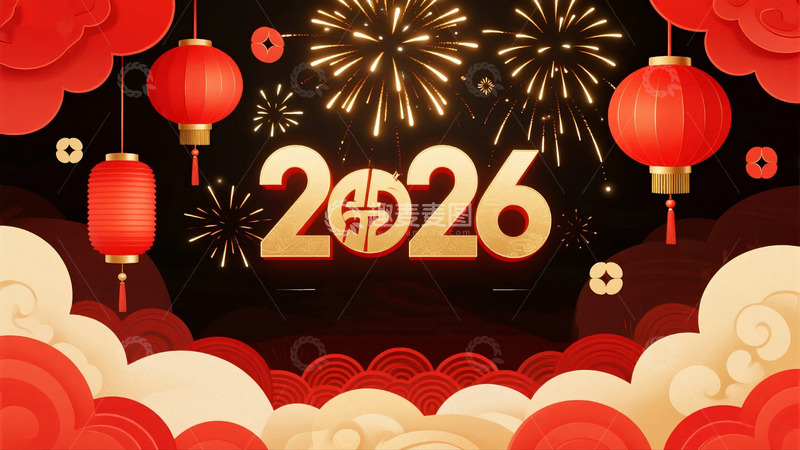 高清大图下载【趣麦麦图】2026新年元旦节日背景14