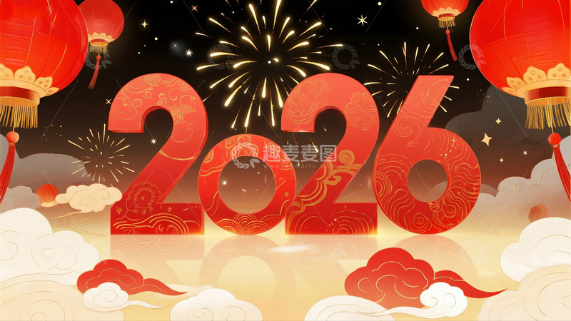 高清大图下载【趣麦麦图】2026新年元旦节日背景3