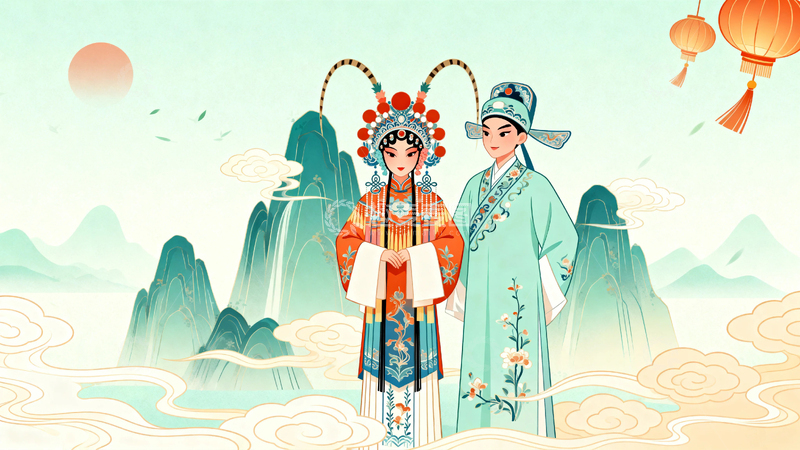 高清大图下载【趣麦麦图】中国风京剧人物背景012