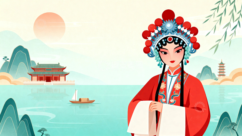 高清大图下载【趣麦麦图】中国风京剧人物背景05