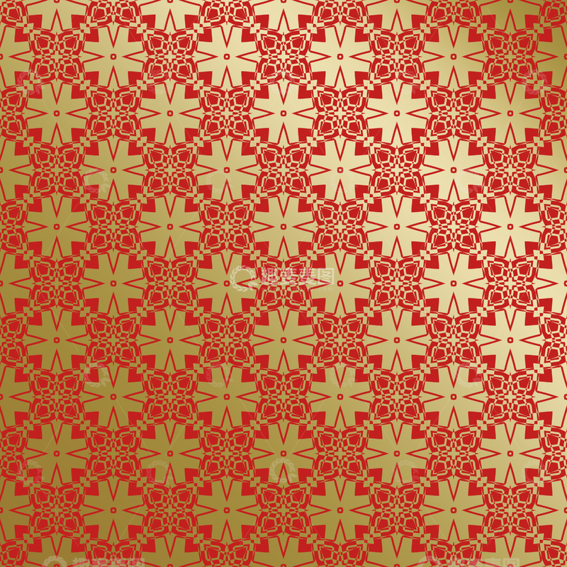 源文件下载【趣麦麦图】红金中式几何花纹背景图155