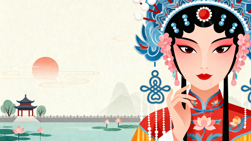 高清大图下载【趣麦麦图】中国风京剧人物背景09