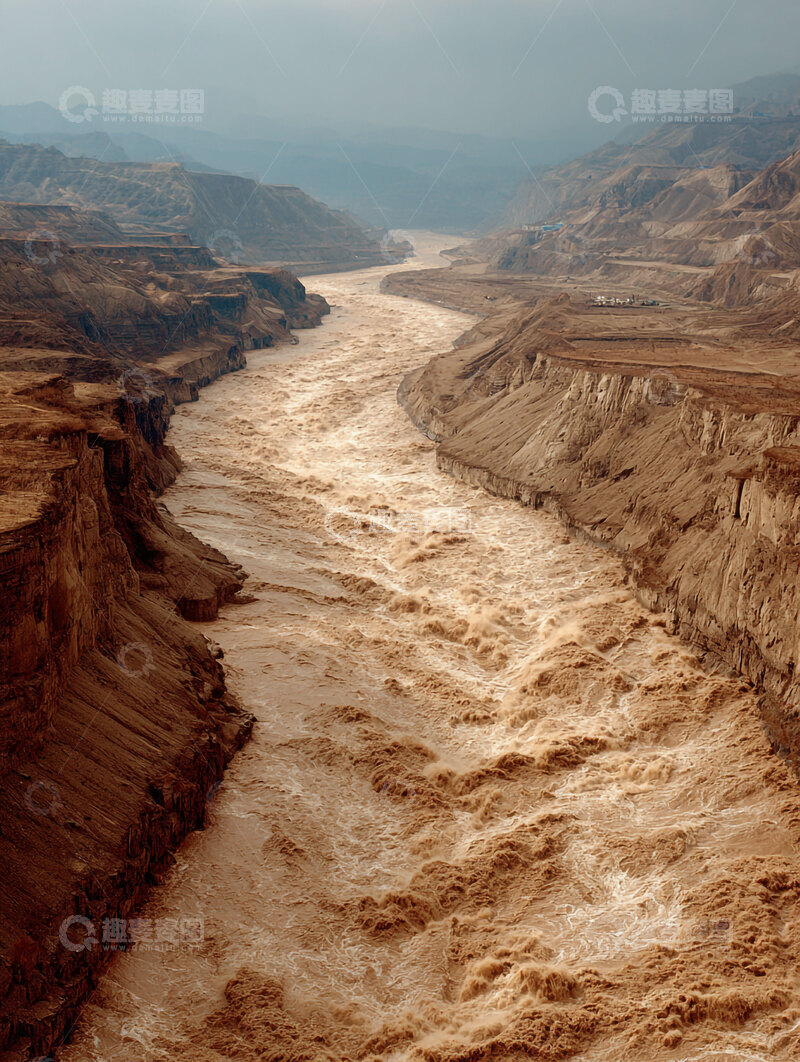 高清大图下载【趣麦麦图】河水  奔腾  泥黄