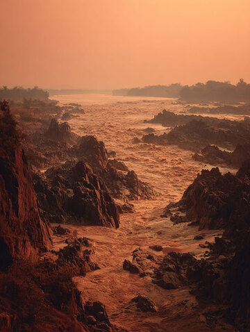 河水  奔腾  土色