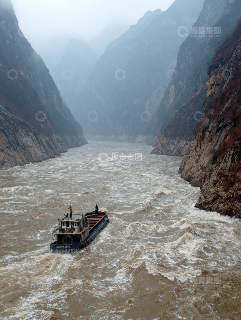 高清大图下载【趣麦麦图】江水  奔腾  诗轴  