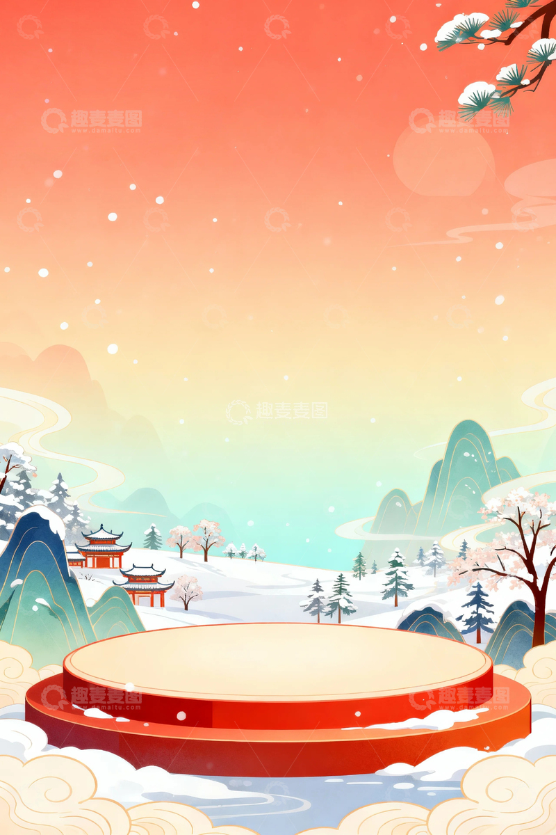 高清大图下载【趣麦麦图】国潮背景艺术插画2