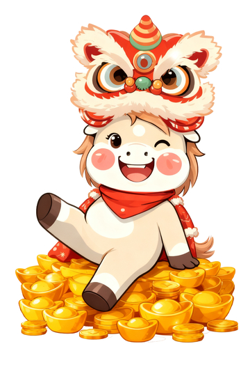 卡通牛年吉祥财富插画