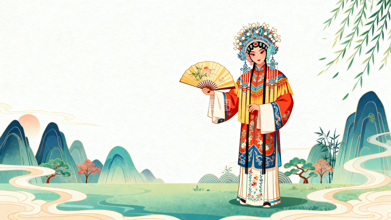 高清大图下载【趣麦麦图】中国风京剧人物背景08