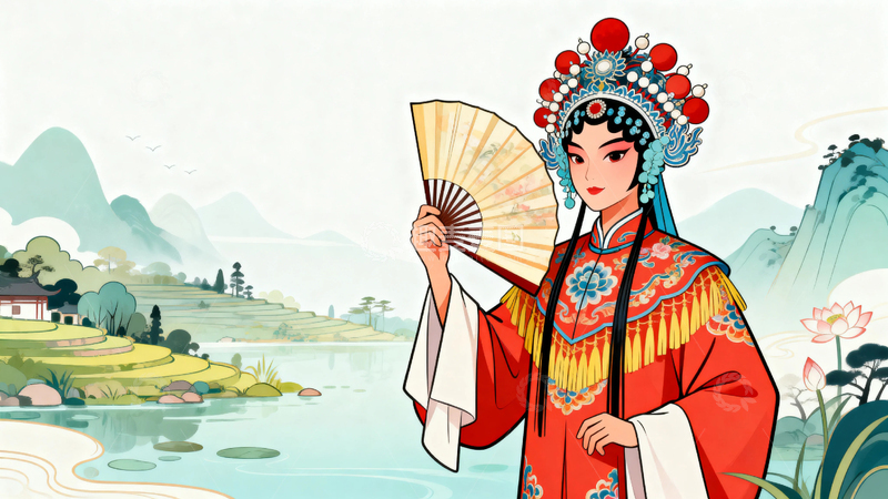 高清大图下载【趣麦麦图】中国风京剧人物背景03