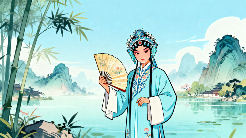 高清大图下载【趣麦麦图】中国风京剧人物背景01