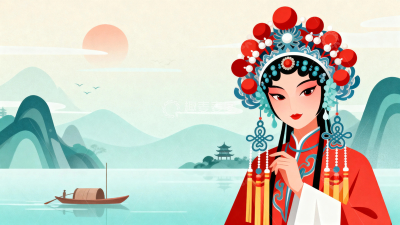 高清大图下载【趣麦麦图】中国风京剧人物背景010