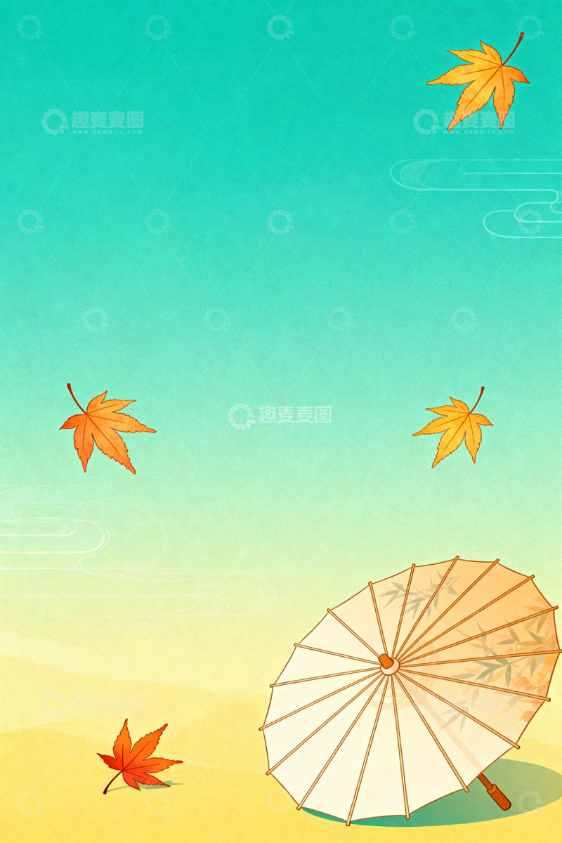 高清大图下载【趣麦麦图】国风秋季艺术背景6