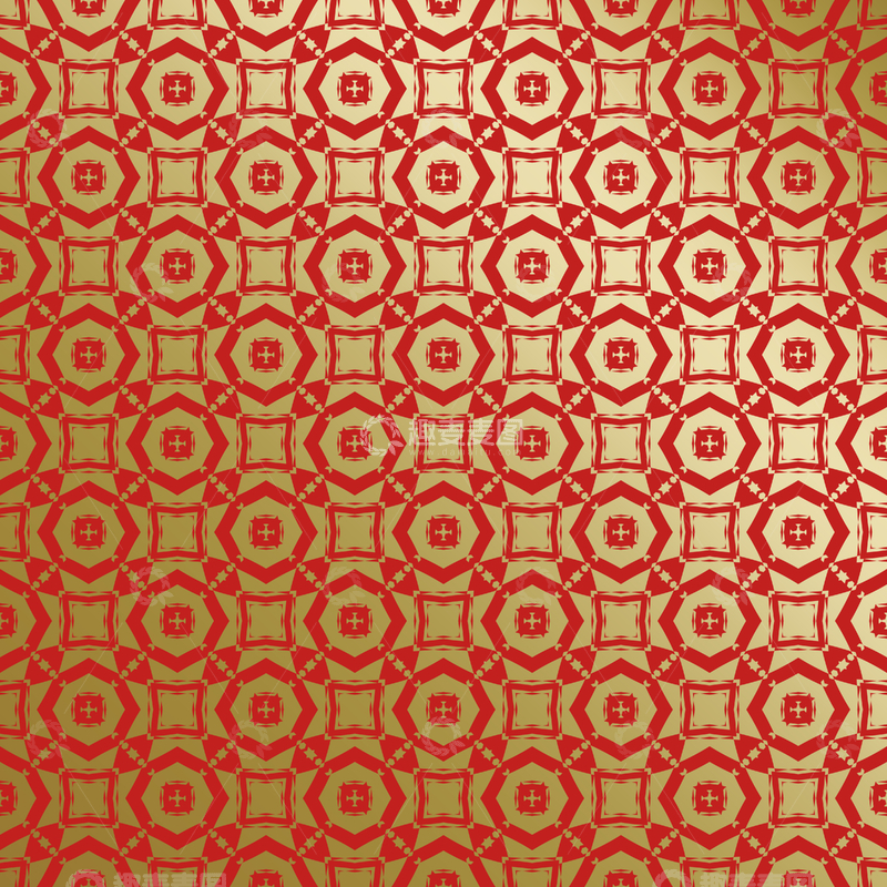 源文件下载【趣麦麦图】红金中式几何花纹背景图169