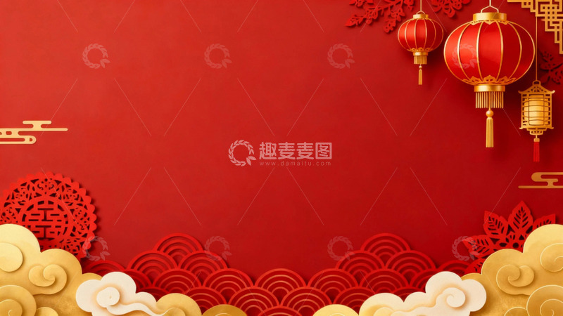 高清大图下载【趣麦麦图】喜庆红色节日背景13