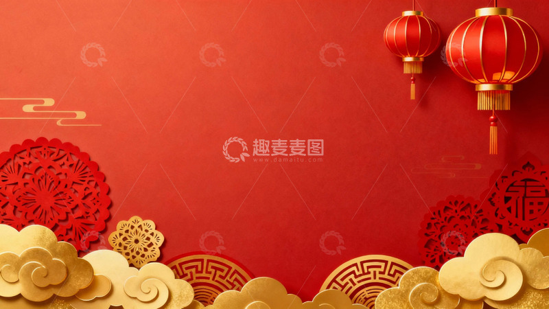 高清大图下载【趣麦麦图】喜庆红色节日背景14