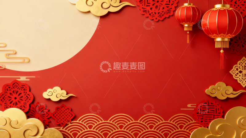 高清大图下载【趣麦麦图】喜庆红色节日背景2