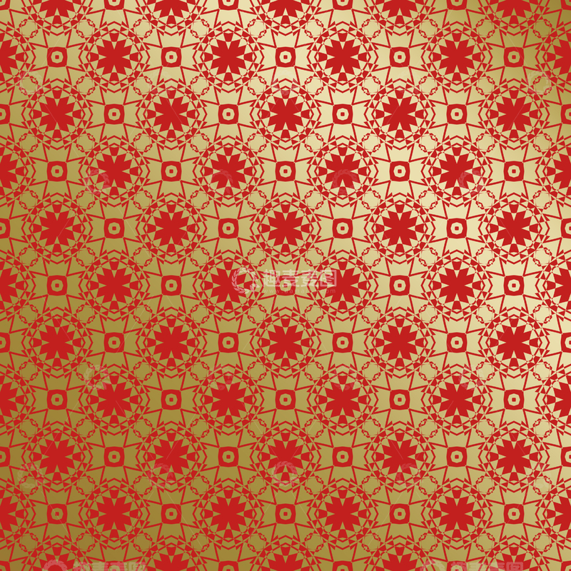 源文件下载【趣麦麦图】红金中式几何花纹背景图175