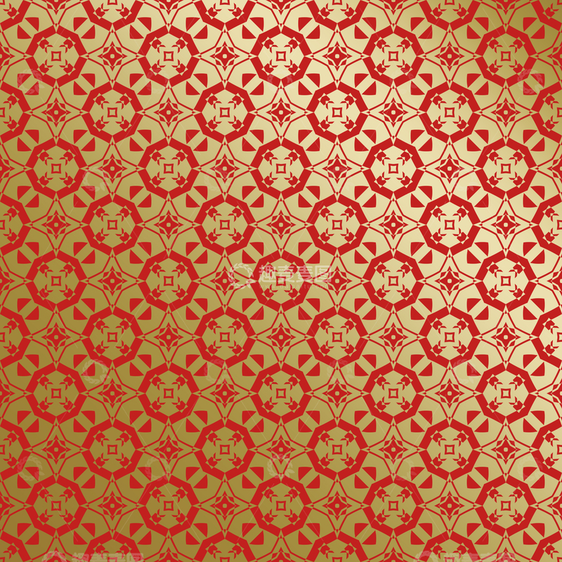源文件下载【趣麦麦图】红金中式几何花纹背景图166