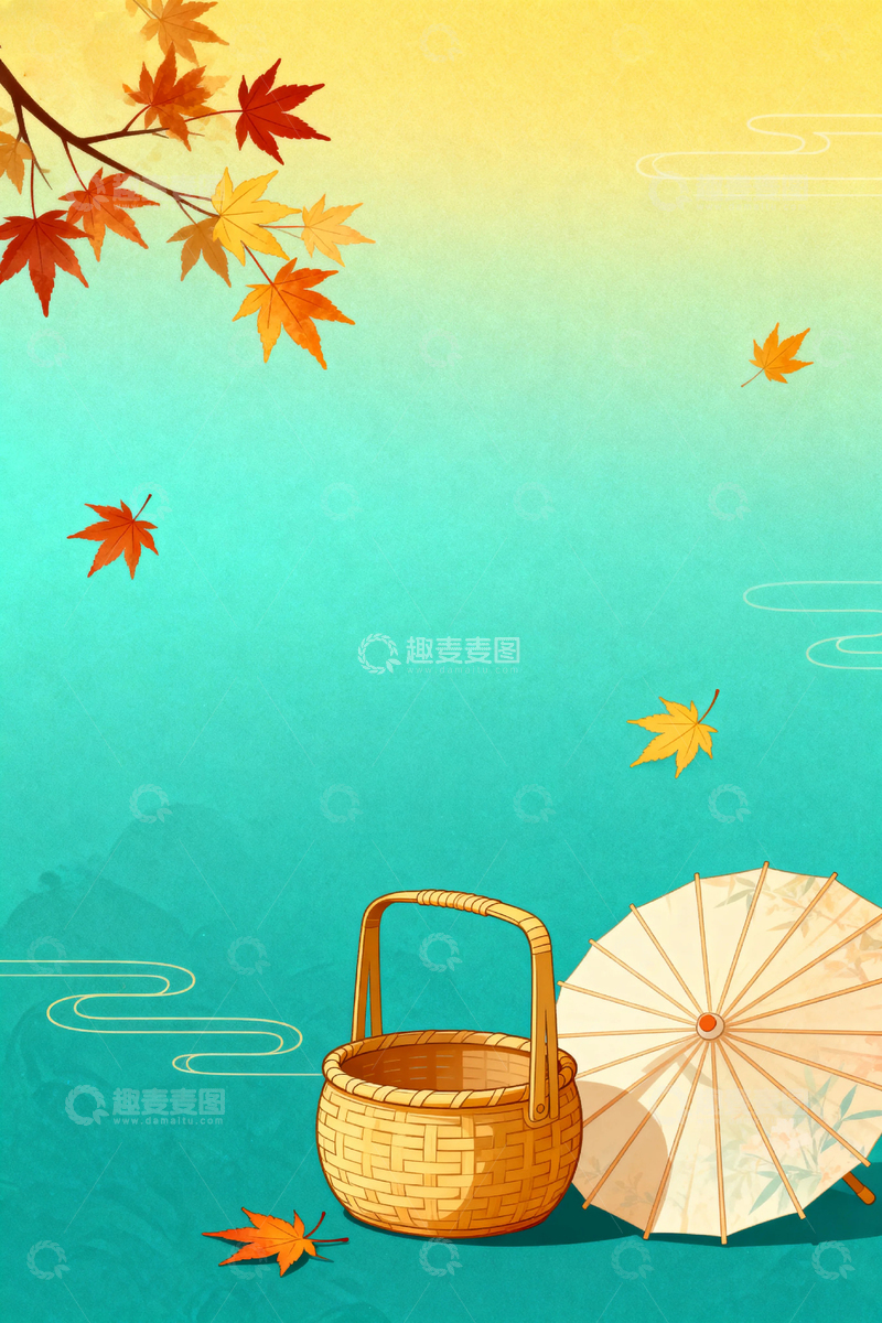 高清大图下载【趣麦麦图】国风秋季艺术背景7