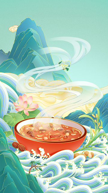 腊八节国风海报背景