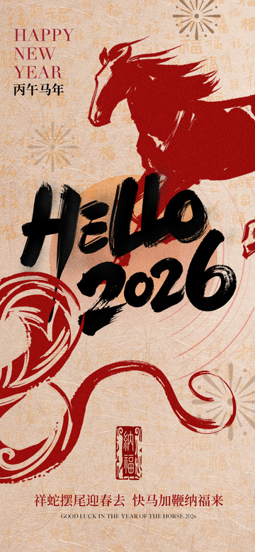 新年贺岁马年祝福海报