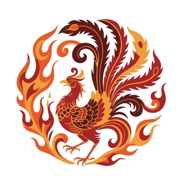 火焰凤凰艺术插画剪纸圆形