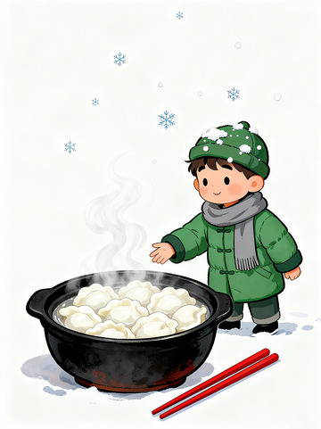 冬日饺子卡通插画