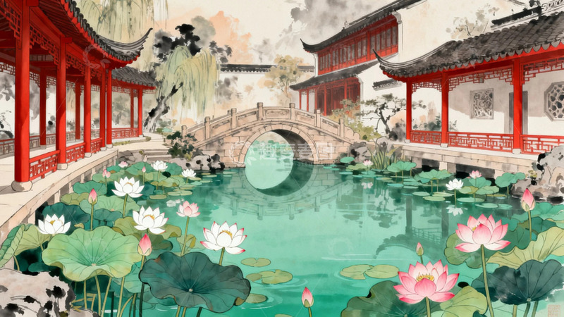 高清大图下载【趣麦麦图】中式园林景观6