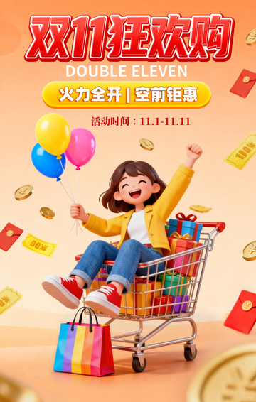 欢乐双十一促销海报设计素材