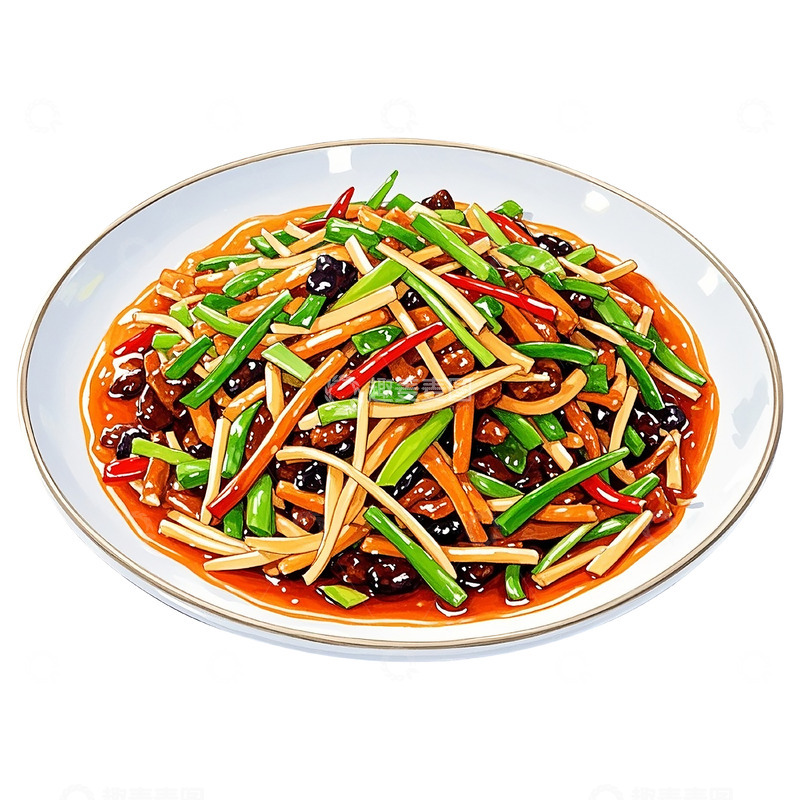 高清大图下载【趣麦麦图】手绘鱼香肉丝