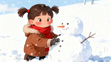 冬日童趣雪人卡通插画