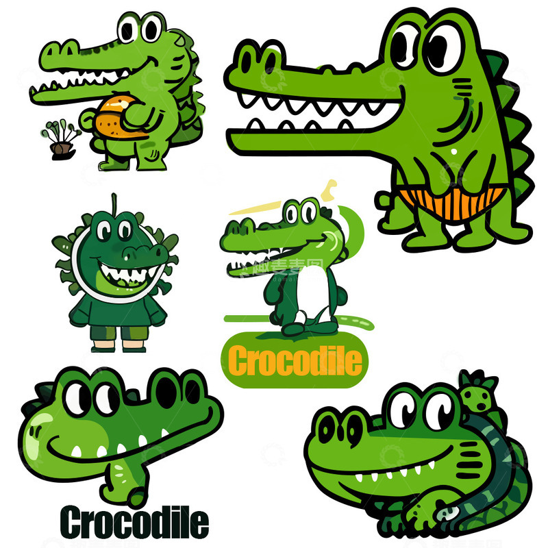 鳄鱼主题的文创贴