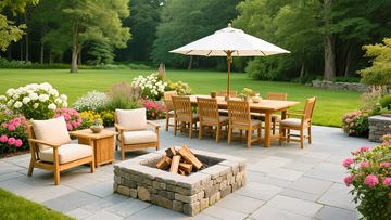 庭院休闲实木家具景观设计图