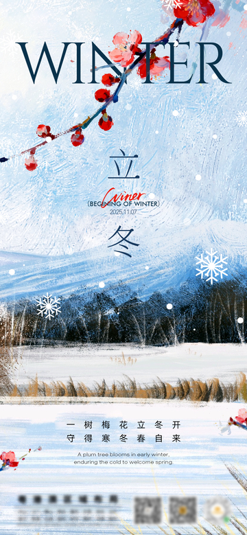 冰雪风立冬梅花海报
