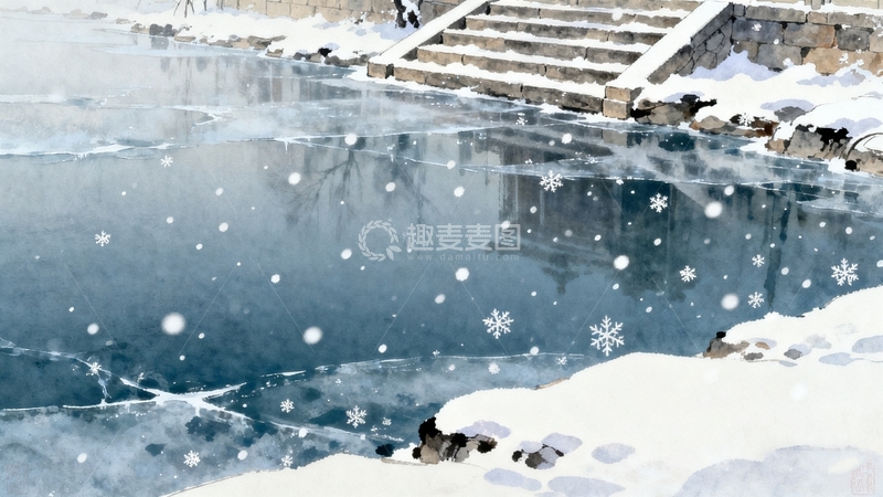 高清大图下载【趣麦麦图】中国风雪天冬季背景18