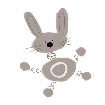 手绘可爱风灰色小兔子