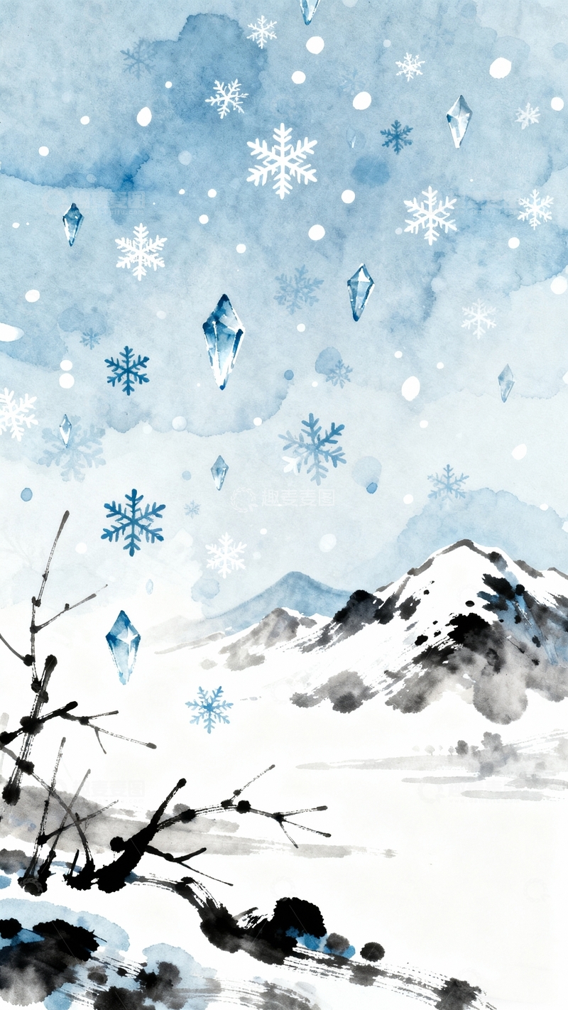 高清大图下载【趣麦麦图】冬至立冬背景1