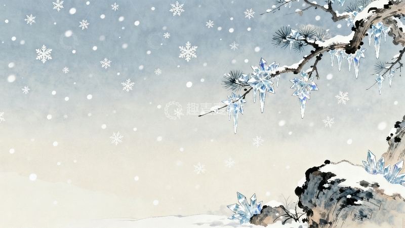 高清大图下载【趣麦麦图】中国风雪天冬季背景19