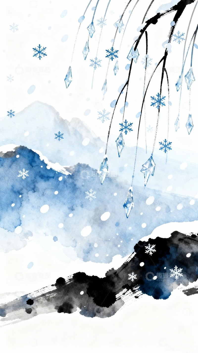 高清大图下载【趣麦麦图】冬至立冬海报背景1