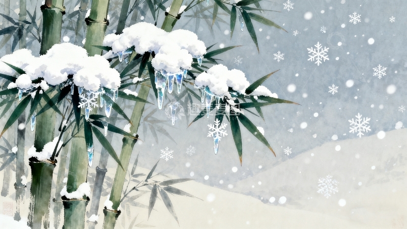 高清大图下载【趣麦麦图】中国风雪天冬季背景15