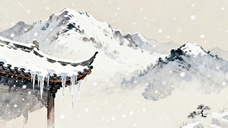 高清大图下载【趣麦麦图】中国风雪天冬季背景16