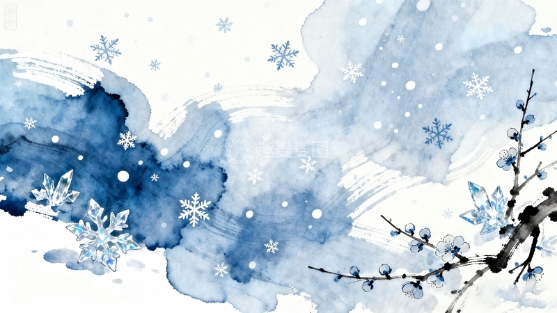 高清大图下载【趣麦麦图】中国风雪天冬季背景12