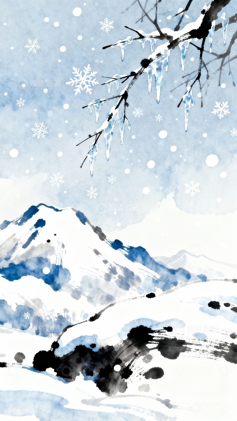 高清大图下载【趣麦麦图】冬至立冬海报背景4